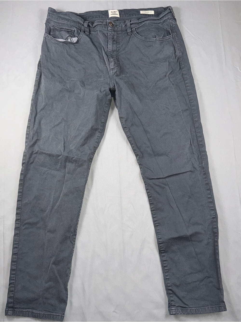 Flint And Tinder Pants Mens 34x30 Gray Tapered Chino Slim Canvas 5 Pocket Casual